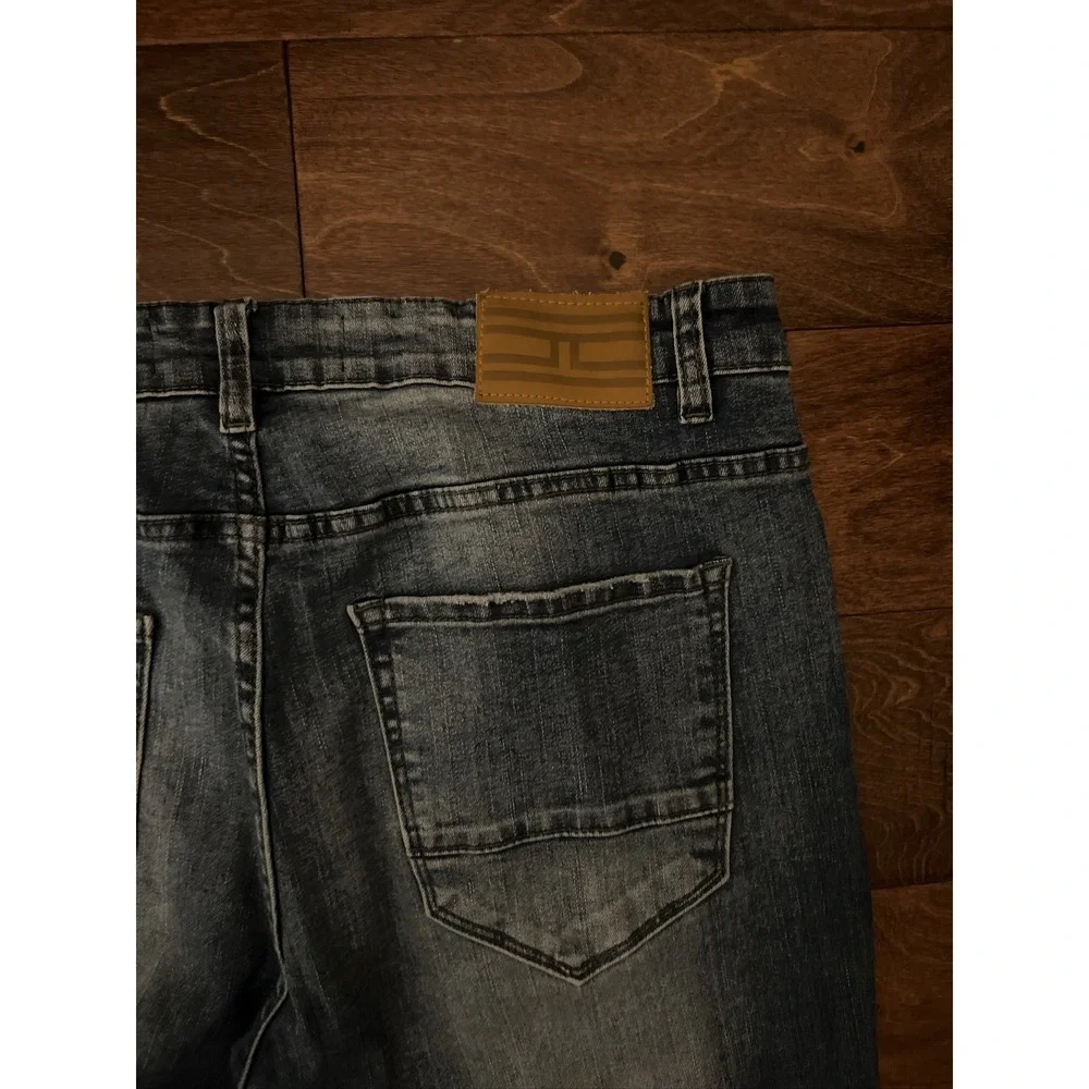 Jordan Craig Sean Slim Fit Jeans Mens 34x32 Blue Distressed Denim